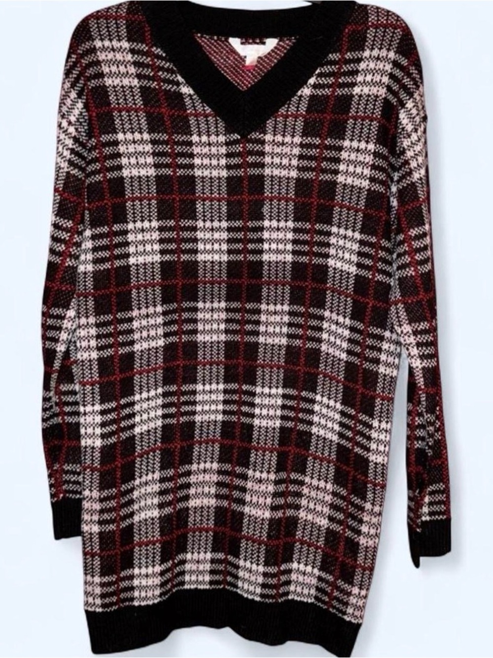 No Boundaries Black and Red Long Sleeve Sweater Dress